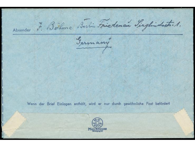 1953, Bauten II 20 Pfg., drei Einzelwerte mit Stempel “BERLIN-SCHÖNEBERG 1 17.11.55” als portogerechte Mehrfachfrankatur auf 