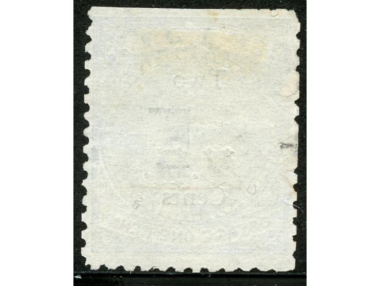 1874, Overprinted at “The Polynesian Gazette” Levuka: 2 c. on 1 d. blue, overprinted Gothic V.R. (Type 5) in black, a used ex