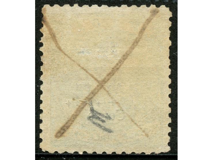 1874, Overprinted at "The Polynesian Gazette", Levuka : 6 c. on 3 d. green, tiny toned, overprinted Gothic V.R. (Type 5) in b