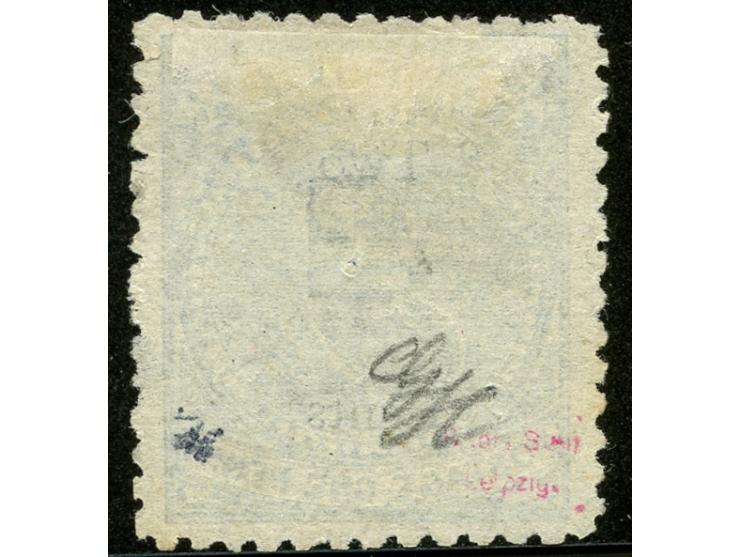1874, Overprinted at "The Polynesian Gazette", Levuka: 2 c. on 1 d. blue overprinted Gothic V.R. (Type 5) in black, watermark