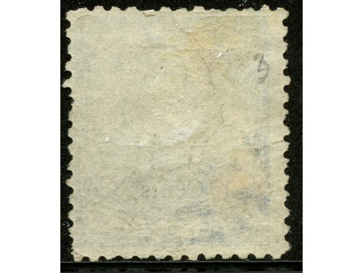 1874, Overprinted at "The Polynesian Gazette", Levuka: 2 c. on 1 d. blue overprinted Roman "V.R." (Type 6) in black, variety 