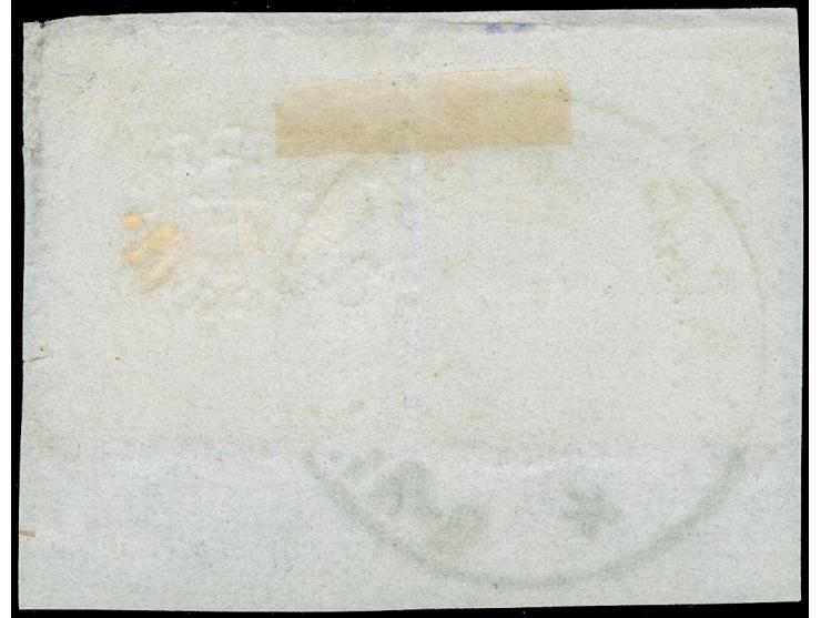 “HAMBURG 1*a 25.11.75” klar auf 2½ auf 2½ Gr. und Ausgabe 1875 5 Pfge violett auf Briefstück. Die Brustschildmarke hat einen 