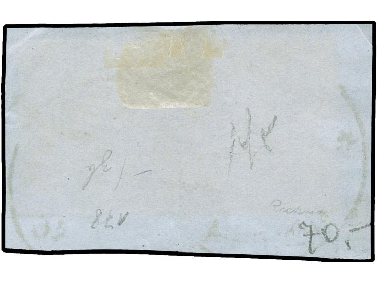 “HANNOVER 1*d 13.10.75” zweimal recht klar auf großer Schild 2½ auf 2½ Gr. und Ausgabe 1875 5 Pfge violett auf Briefstück. Di