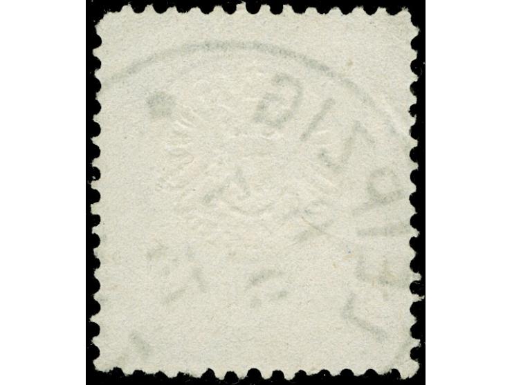 “LEIPZIG 6 ** 9.7.75” klar und fast kpl. auf großer Schild 5 Gr. ockerbraun mit um ca. 2 mm nach unten versetzter waagerechte