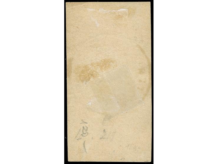 “MÜNSTER I.W. 1*b 18.8.75” klar und kpl. auf senkrechtem Paar Ausgabe 1874 2½ auf 2½ Gr. auf Briefstück. Die farbfrischen Mar