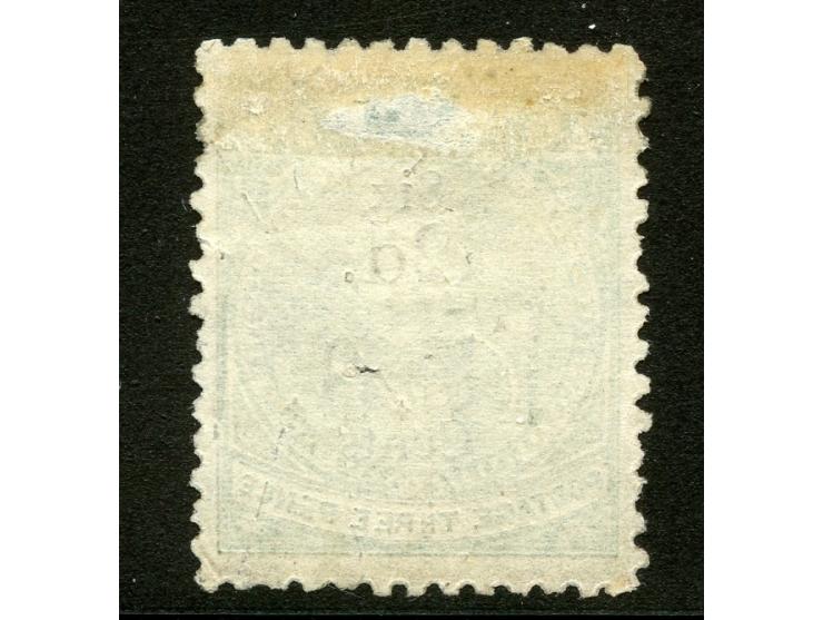1875, Overprinted at "The Polynesian Gazette", Levuka: 2 c. on 3 d. green overprinted in red, watermark “F I”, variety fat “i