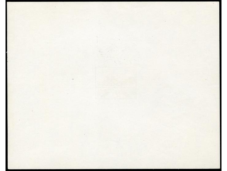 1943, Ansichten von Jersey 2½ P., Vorlagedruck in schwarz auf weißem, ungummiertem Papier im Blockformat, sogen. 'presentatio