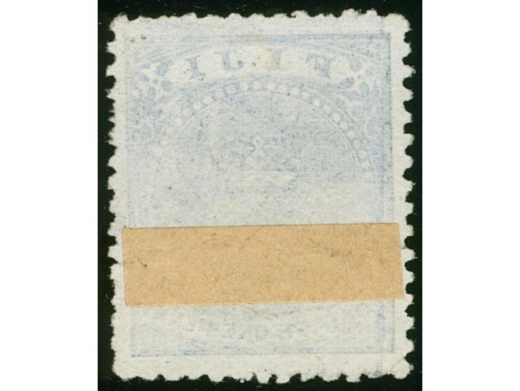 1876/77, Govt. Printing: 1 p. grey-blue on wove paper with monogram "VR" overprint, unused no gum, variety 'doubly printed ba