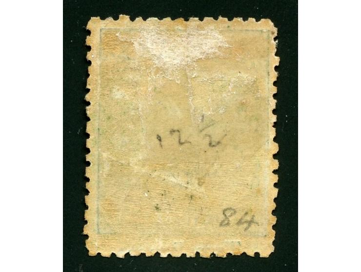 1877, Govt. Printing: 2 d. on 3 d. yellow-green, on laid paper with monogram "VR" overprint, perforation 12½, unused, variety