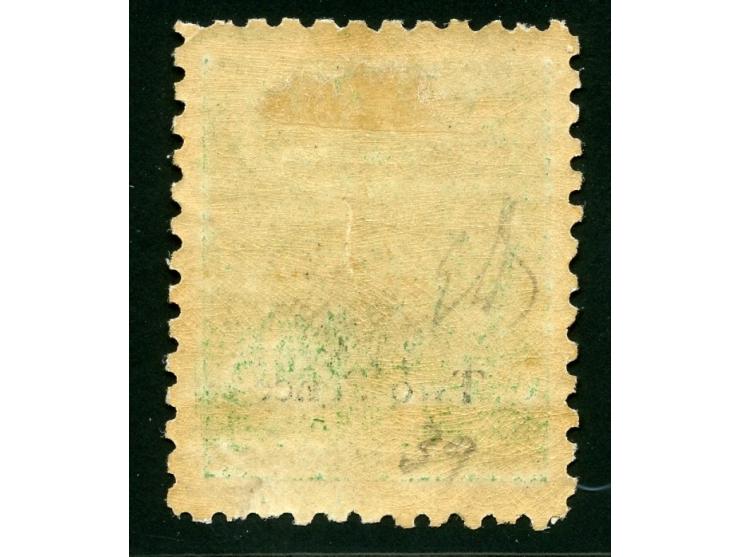 1877, Govt. Printing: 2 d. on 3 d. yellow-green, on laid paper with monogram "VR" overprint, perforation 11, unused, good per