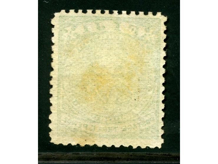 1876, On paper lithographed “VR”: 2 d. on 3 d. pale green on wove paper from the Printer's Waste / Trial sheets, perforated 1