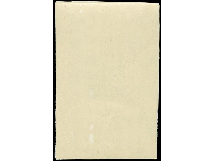 1943, Arbeitsdienst 5 Pfg. schwarzolivgrün, Probedruck in Papierformat 60 x 91 mm, ungeschnitten, postfrisch mit Gummifreien 