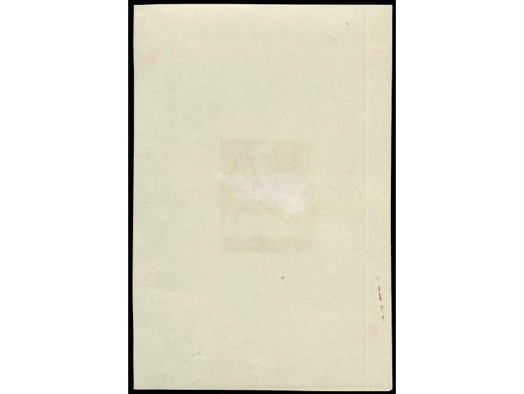 1943, Arbeitsdienst 12 Pfg. braunkarmin, Probedruck in Papierformat 59 x 88 mm, unterer Teil der Zeichnung unvollendet, unges