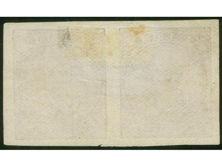 1876, On paper lithographed “VR”: pair 6 d. deep carmine-rose on wove paper from the Printer's Waste / Trial sheets, imperfor