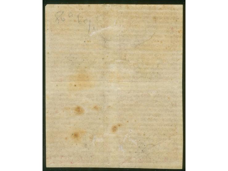 1876, On paper lithographed “VR”: 6 d. carmine-rose on wove paper from the Printer's Waste / Trial sheets, imperforated block