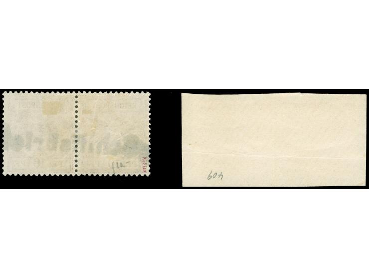 “Schiffsbrief”, L1 in schwarz auf waagerechtem Paar Krone/Adler 10 Pfg. (signiert Köhler) und in violett, zweimal abgeschlage