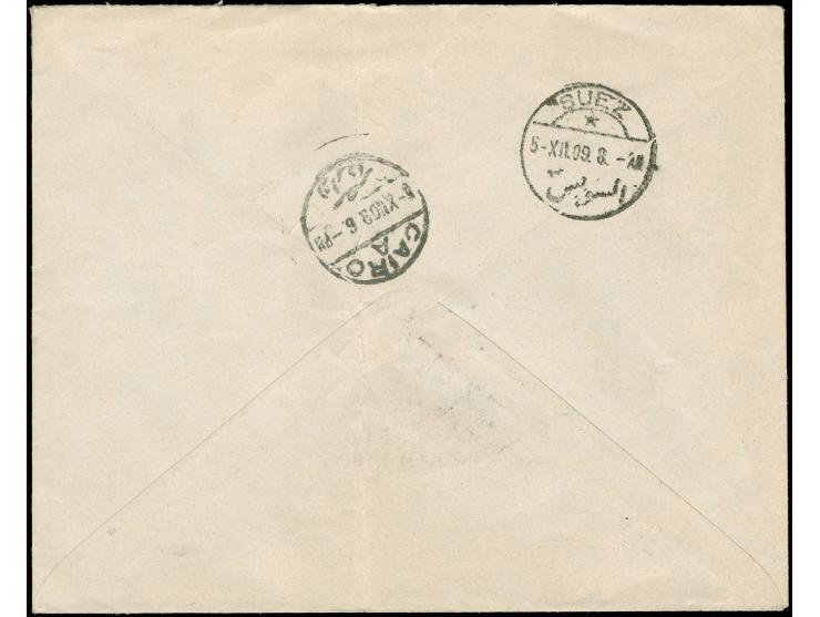 1913, "HODEIDA 1 - 25.11.909" (Coles-Walker type 69, no.1 unrecorded, isf.no.8) on commercial cover Max Klein (Aden) bearing 