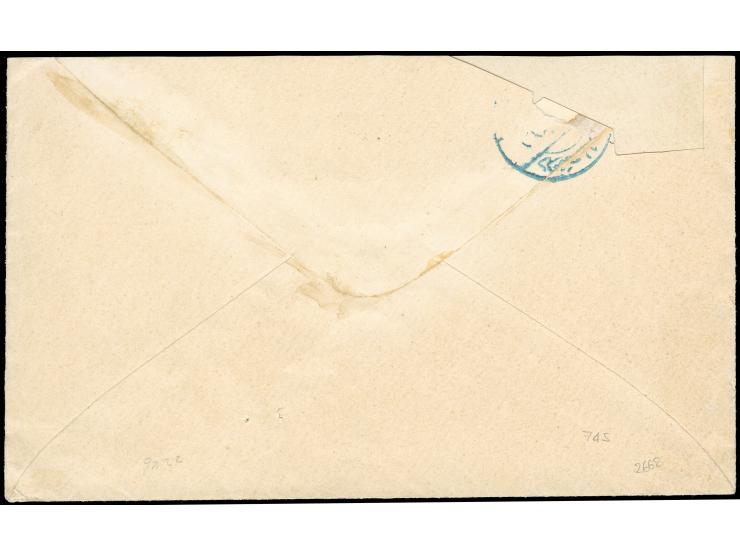 SANAA: 1892 (ca.), cover franked with pair 20 pa. violet of 1892, coat of arms issue and tied by SANAA (A&amp;P type 2, R) da
