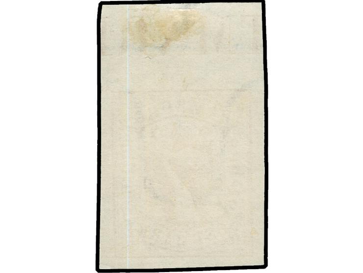 1859, Wappen 7 S. orange, Oberrandstück von Feld 6 mit Buchstaben der Inschrift, breitrandig geschnitten, ungebraucht, ohne G