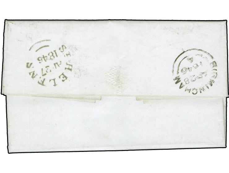 1846, One Penny red-brown RH good to large margins on three sides, touched at bottom, tied by a crisp number ´679´ cancellati
