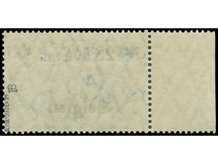 1916, Germania 2,50 F. auf 2 M. schwärzlichblau, „B“ von „Belgien“ mehr oder weniger unter „2“ stehend, 25:17 Zähnungslöcher,