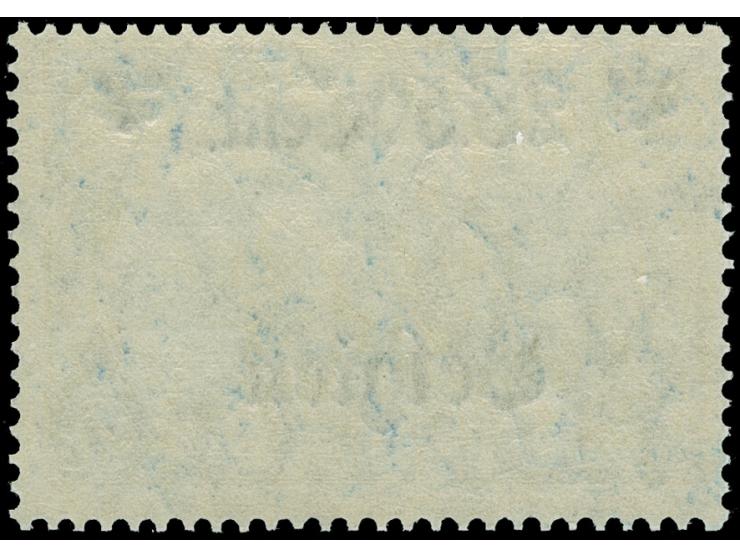 1916, Germania 2,50 F. auf 2 M. schwärzlichblau, „B“ von „Belgien“ mehr oder weniger unter „2“ stehend, 25:17 Zähnungslöcher,