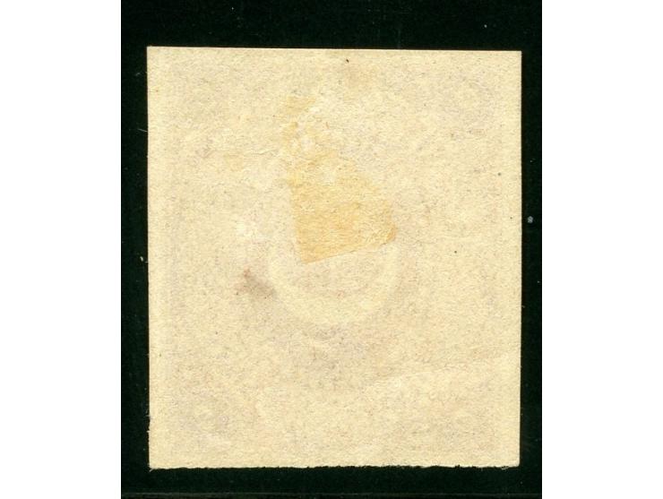 1865, 5 piaster carmine, imperforated colour trial proof on cardboard without overprint, wide margins, unused no gum, very fi