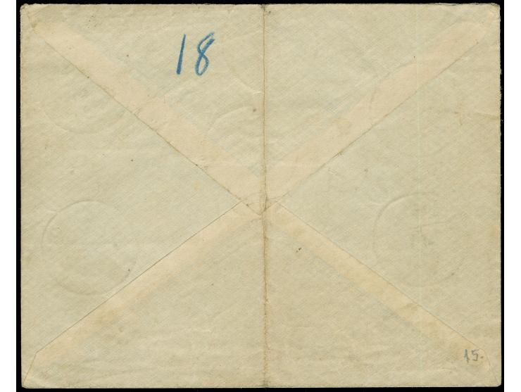 1930, Atatürk issue 14 stamps up to 50 krs. carmine black and Genoa issue postage due 4 stamps up to 5 krs. tied to cover by 