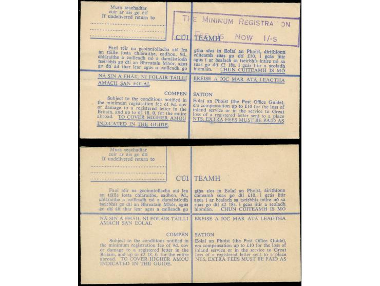 1961/64, two stationery registered letter 1/- sh. 1 p. blue and 1/- sh. 5 p. olive-green, both unused, H&amp;G no.24 with vio