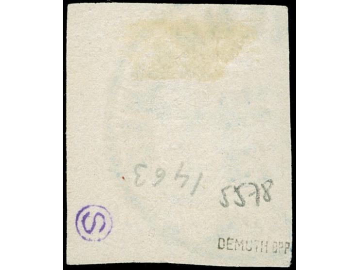 "GREVENMACHER 22 8 72", c.d.s. in blue, clear strike on 1859, 30 c. lilac, clear to large margins, tiny faults. Ex Seligson&n