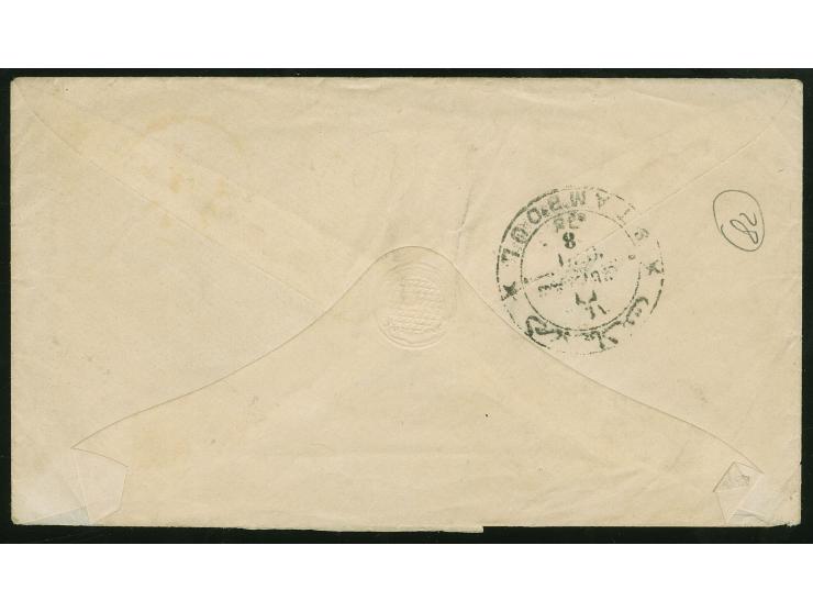 1878, 20 para green pair, tied by arabic cancellation "KANDIYA" (Isfila no.1) to cover from KANDIA to Istanbul, very fine and