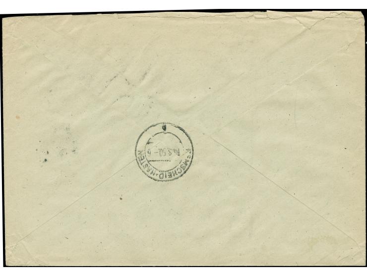 1949, Goethe 10-30 Pfg. kpl. mit weiterer Goethe 30 Pfg. und Bauten 10 Pfg. je mit Stempel “BERLIN-NEUKÖLLN 1 6.8.50” als por