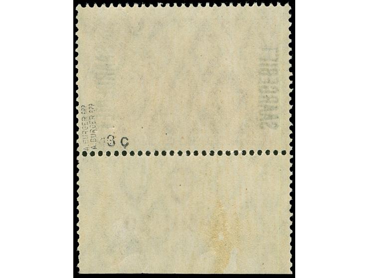 1920, Saargebiet auf Germania 2,50 M. rotlila, Unterrandstück mit UR-HAN “H 4891.20”, farbfrisch und gut gezähnt, ungebraucht