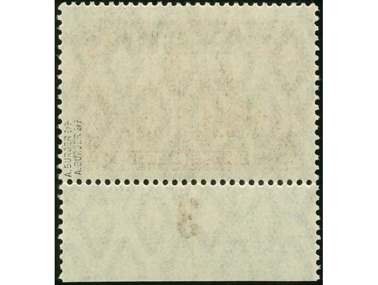 1920, Saargebiet auf Germania 1,50 M. braunocker, kopfstehender Aufdruck, Unterrandstück, postfrisch, tadellos, sign. Burger 