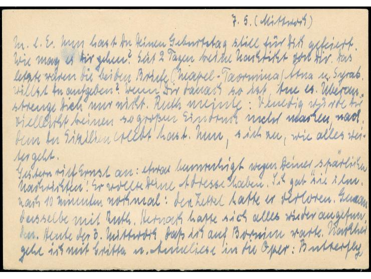 1949, Antwortkarte Bauten 20 Pfg. mit portogerechter Zufrankatur Stadtbilder 5 und 10 Pfg. je mit Stempel “BERLIN SW11 7.5.58