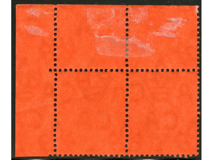 1912/23, George V £1 purple and black on red, die II, top right corner margin with numeral imprint “008”, variety significant