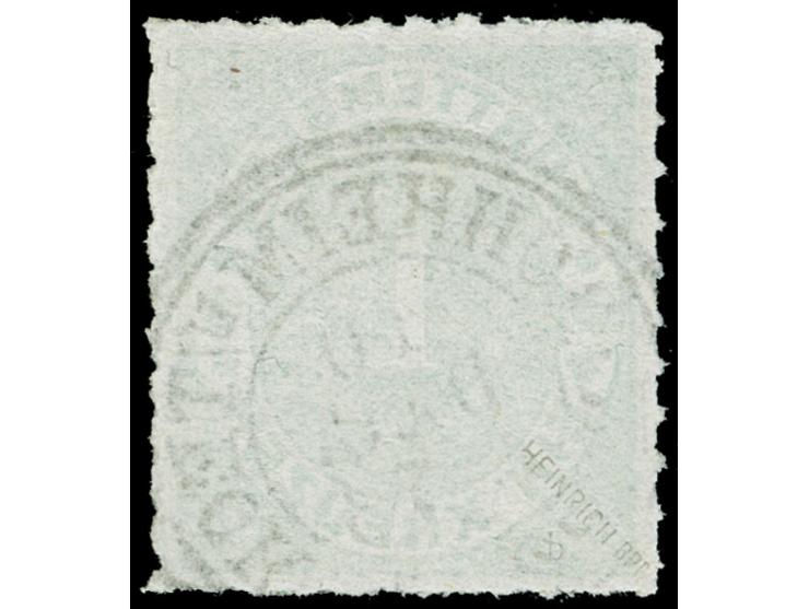 1869, 1 Kr. dunkelgelblichgrün, farbfrisch mit gutem Durchstich und klarem, fast kpl. DKr. “KIRCHHEIM U/TECK 10.DEB.1873”, in