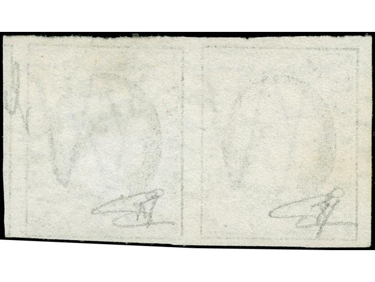 Ettelbrück, losanges on 1852, 10 c. gray black, horizontal pair, clear to mostly large margins, vf, opinion Böttger BPP