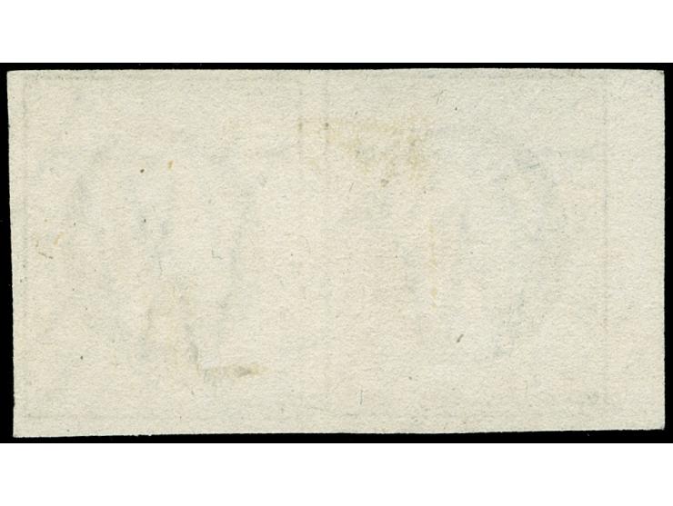 1852, 10 c. gray black, horizontal pair, ample to large margins with 5 mm sheet margin at left. The right stamp tiny thin, ot