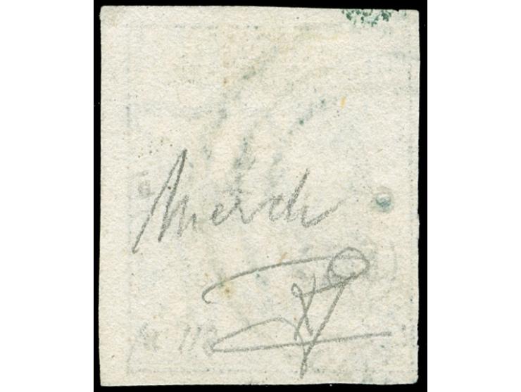 Wiltz, target in green on 1852, 10 c. gray black, vf, Opinion Böttger BPP (2018)