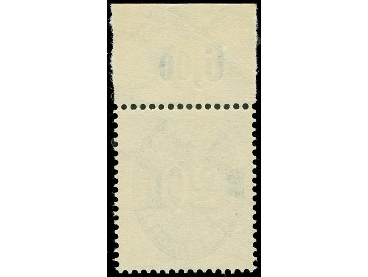 1927/33, Strohhutmuster, 20 Pfg. schwarzblaugrün mit liegendem Wasserzeichen (Wz. 2 Y), Plattendruck-Oberrandstück, postfrisc