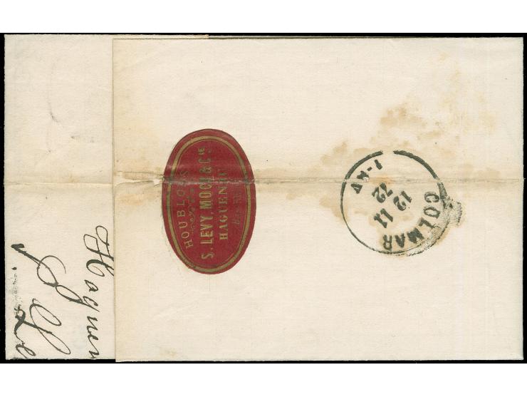 “HAGENAU I. ELS. 11-NOVBR.72” (Spalink 16) klar auf kpl. Faltbrief nach Colmar mit Ankunftsstempel. Die farbfrische Marke ist