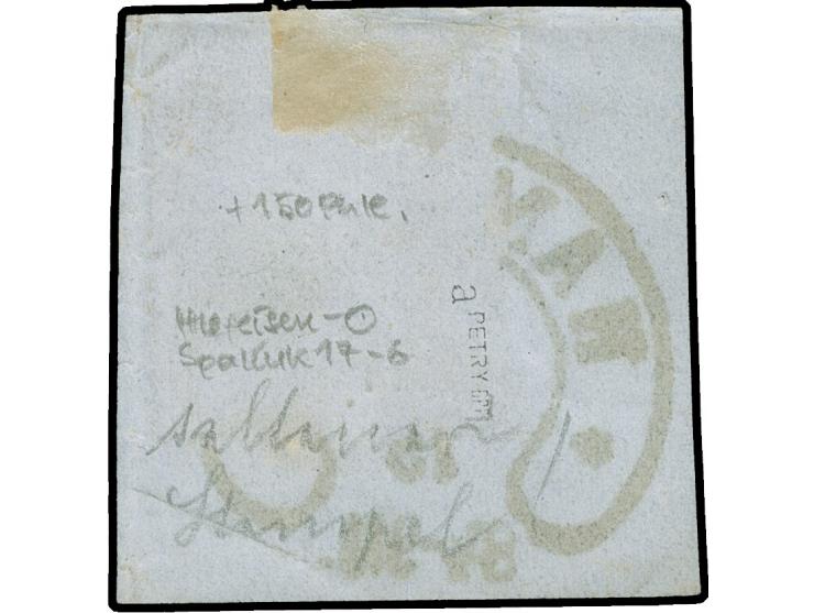 “HAMBURG 7.MAI.75” (Spalink 17-6) sehr klar auf Ausgabe 1875 10 Pfge lilarot auf Briefstück. Die Marke mit verklebtem Einriss