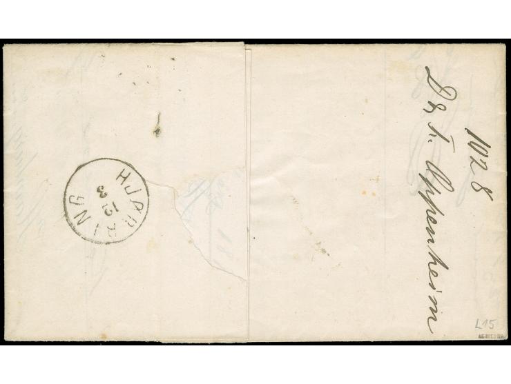 “HAMBURG I.A. 11.MÄRZ.74" (Spalink 17-3) klar auf großer Schild ½ Gr. orange und 1 Gr. karmin im Format L15 als tarifgerechte