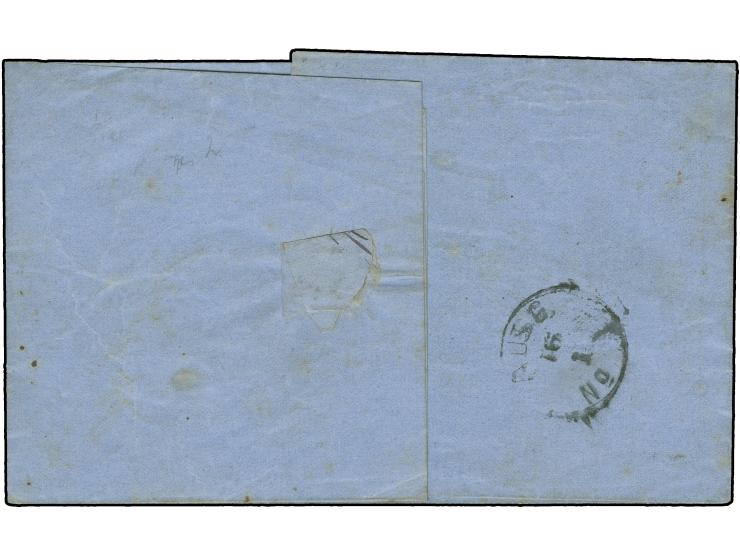“KÖNIGSBERG i. PR. P.A. OSTBHF. 16.JAN.75” (Spalink 20-2) klar auf großer Schild 1 Gr. karmin auf kpl. Faltbrief nach Lyck mi