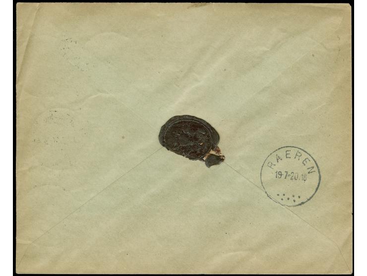1920, Germania, 1,50 Mark braunocker mit Zufrankatur auf unterfrankiertem Wertbrief (410 Mark) mit Entwertung NEUNKIRCHEN 17.