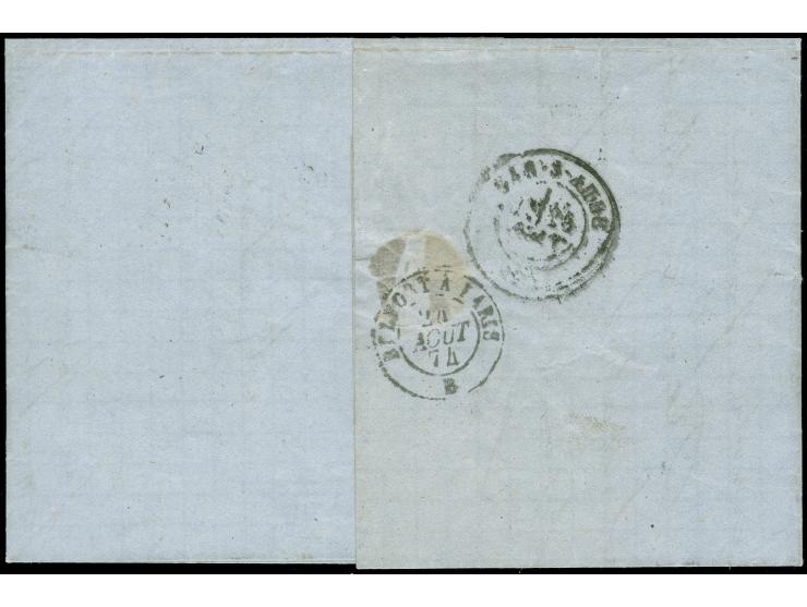 “MÜLHAUSEN i. ELS. BHF. 24.AUG.74” (Spalink 26-9) zweimal klar auf großer Schild 1 und 2 Gr. als tarifgerechte Frankatur auf 
