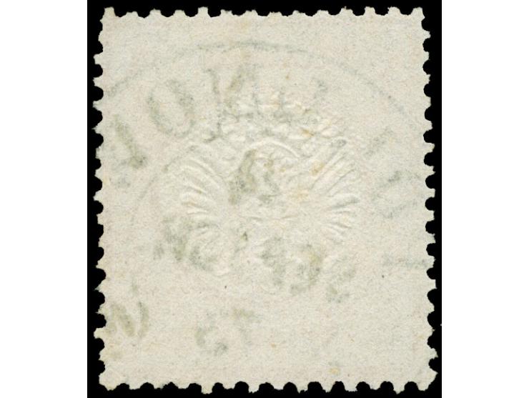 “POLNOW 24.SEPTBR.73” (Spalink 31) klar und kopfstehend auf großer Schild ½ Gr. orange. Die farbfrische Marke ist gut geprägt