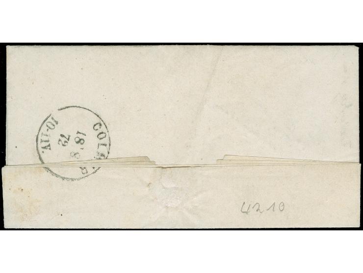 “SCHLETTSTADT 18.AUG.72” (Spalink 33) sehr klar auf kleiner Schild 1 Gr. karmin auf kpl. Faltbrief nach nach Colmar mit Ankun