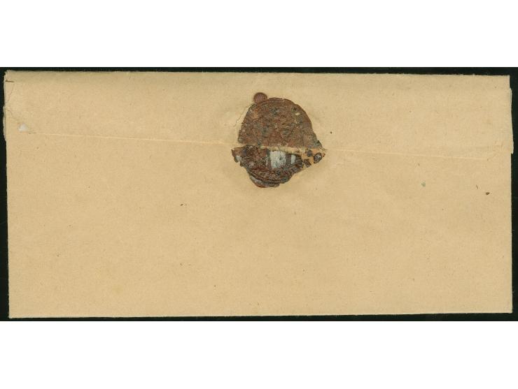 1887, 2 k. schwarzgrau/rot/grün und 2 k. grün/rot mit Federzug, nebengesetzt Stempel "WENDEN 30 DEZ 1887" auf großem Umschlag
